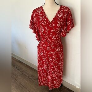 NWT Bloomchic wrap around floral dress red fits SZ 10 to 30